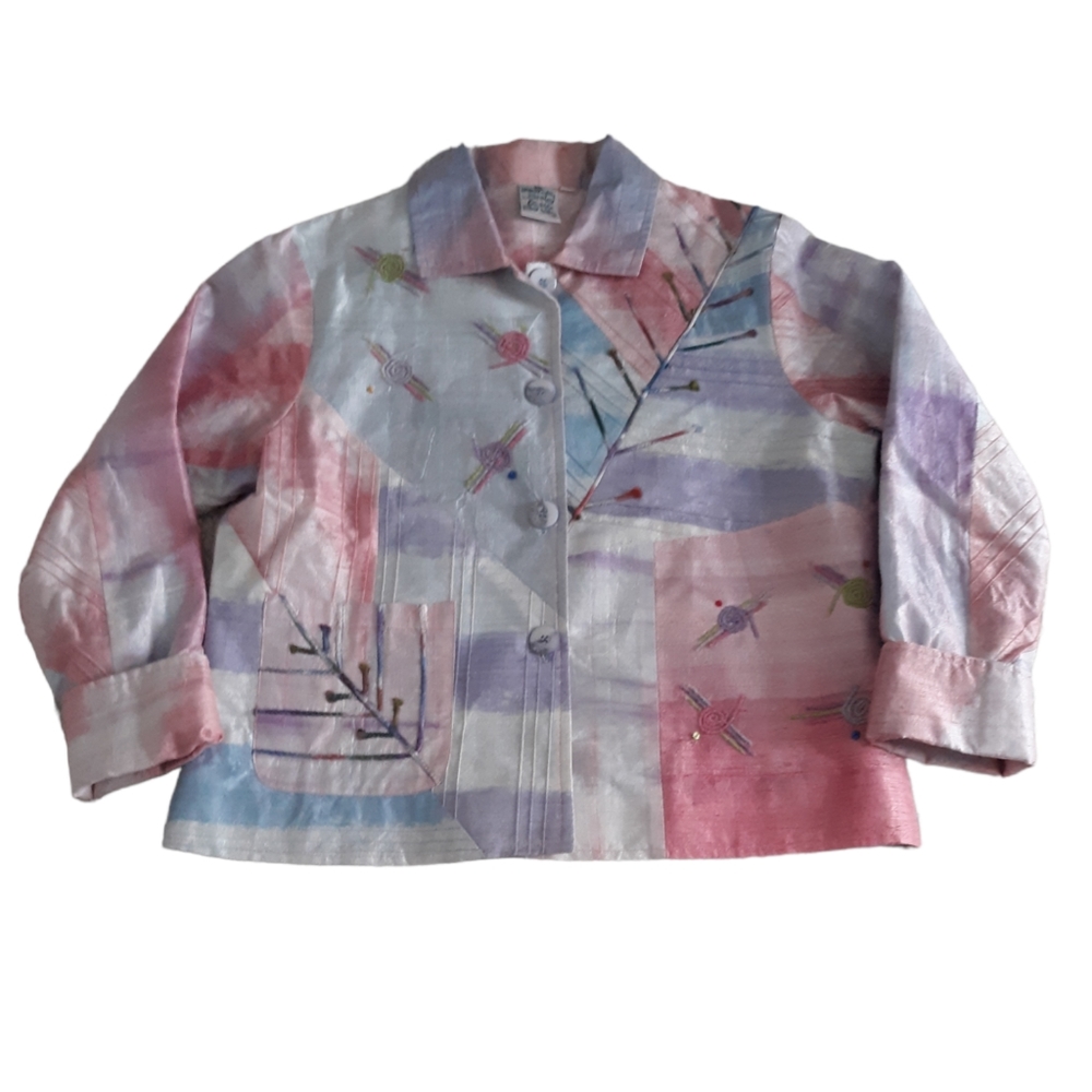 Parsley & Sage Small Silk Pastel Sequin Lightweight Jacket
